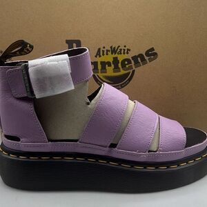 Dr Martens Leather Clarissa II Quad‎ Chunky platform Sandal Lilac Pisa Women 7